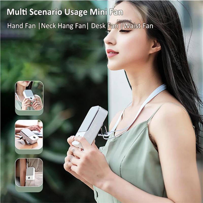 Portable Waist Fan Hanging Neck Fan Mini USB Rechargeable Portable Waist Clip Fan for Outdoor Sports Working Travel Small Fan