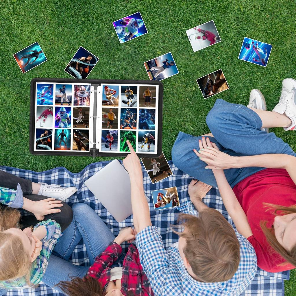 Папка-альбом для спортивных карточек, 900 карманов, 50 съемных листов для коллекционных карточек, папка на молнии, альбом для коллекционера, 3 кольца, бейсбол, футбол