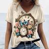 2025 Новый стиль женская футболка летняя футболка с цветочным принтом женская одежда большой размер дизайнерская футболка с коротким рукавом и V-образным вырезом блузка