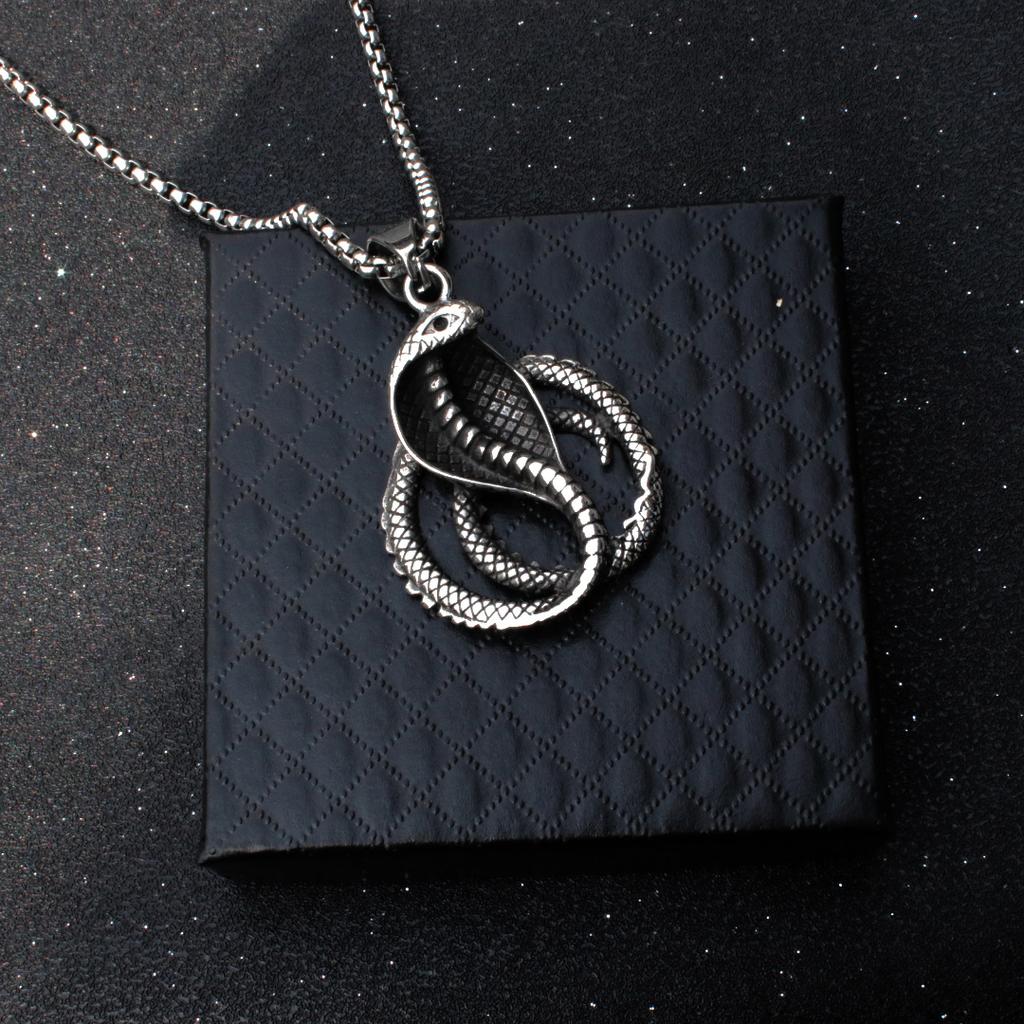 Источник Ретро и старые животные титановая сталь ожерелье ювелирные изделия, персонализированный кулон Cobra King титановая сталь