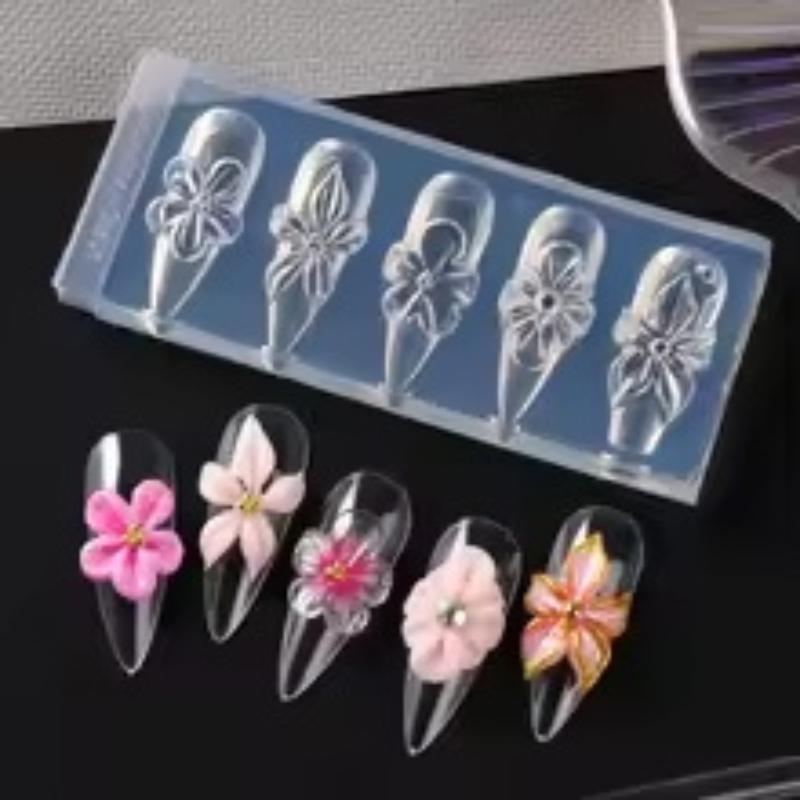 Silicone 3D Hibiscus Flower Nail Mold for Resin Art Professional DIY Nail Tool for Floral Design Creations