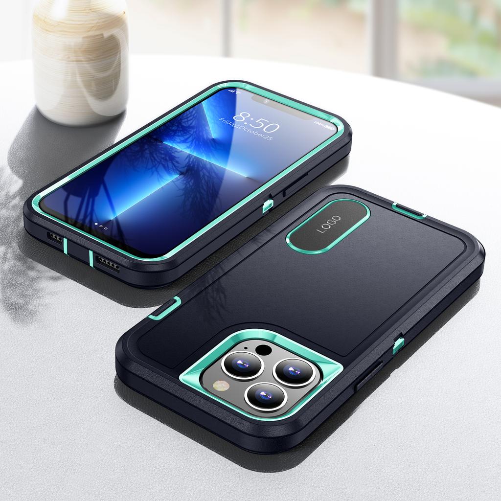 Heavy Armor Shockproof Defend Case For iPhone 13 Pro Max 12 14 Pro Max 11 6 7 8 14 Plus SE 2022 X Xs XR Metal Bracket Back Cover