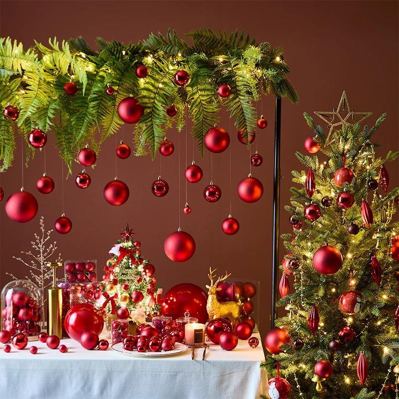 6/12 шт. 3-10 см Рождественские украшения Красные гальванизированные пластиковые рождественские шары Украшения для рождественской елки