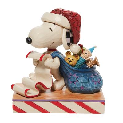 Фигурка Enesco Jim Shore Peanuts Santa Snoopy Christmas List and Toy Bag разноцветная 3,97 дюйма