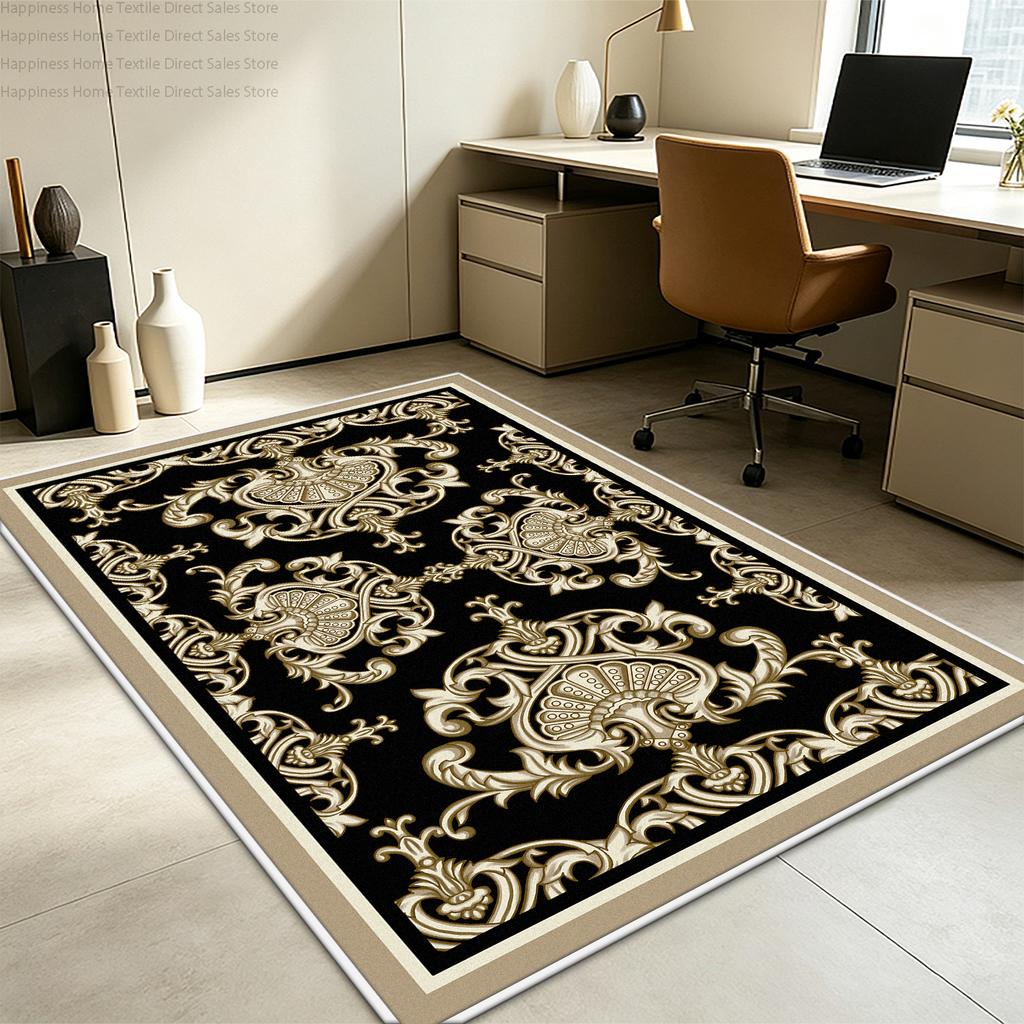 European Retro Living Room Luxury Carpet Decoration Bedroom Short Velvet Antiskid Floor Mats Washable Big Size Office Seat Rug