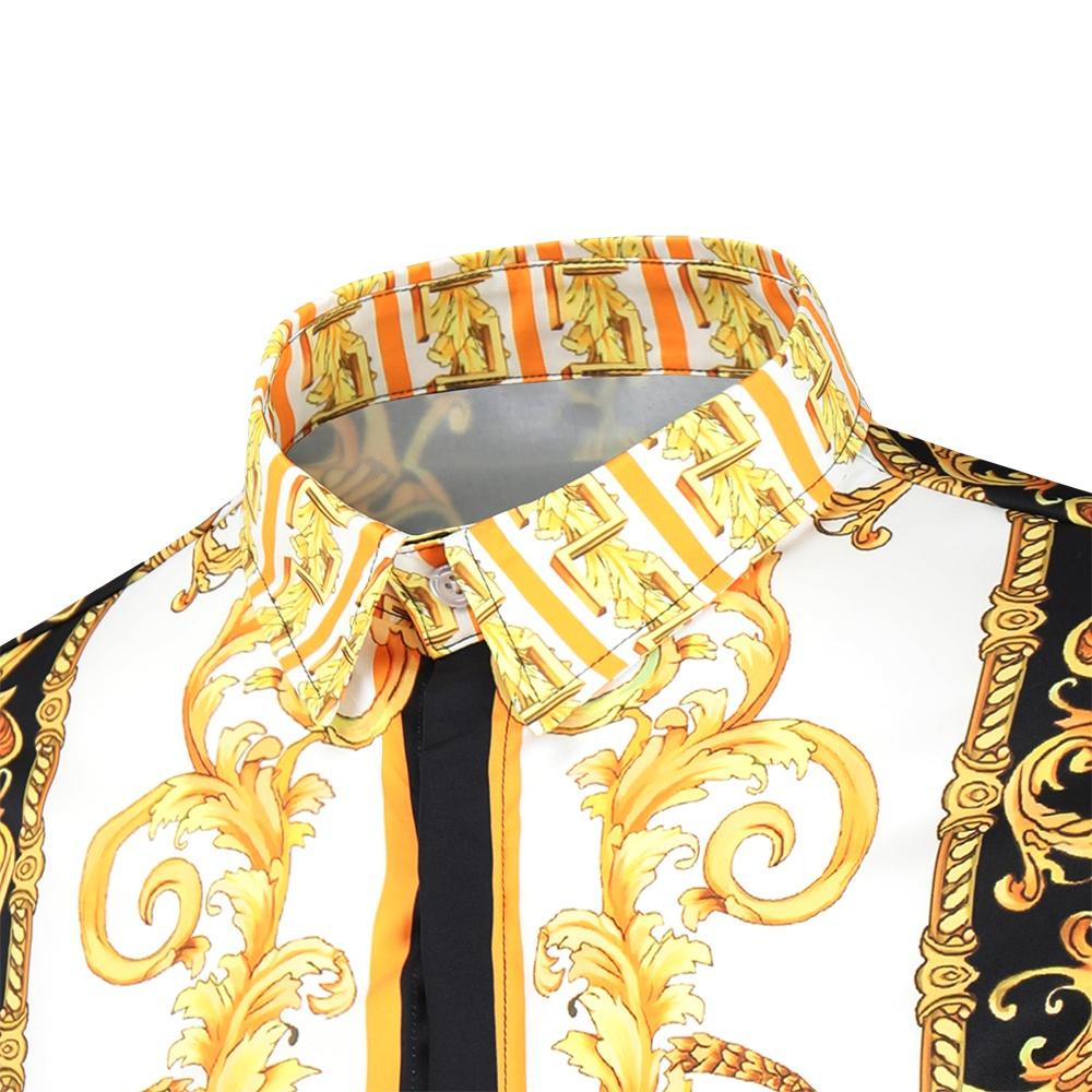 Men's Luxury Printed Dress Shirts Fashion Long Sleeve Silm Fit Designers Novelty Button-Down Fancy Shirts