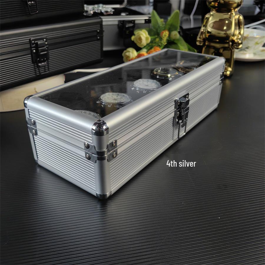 Алюминиевая коробка для хранения часов с 4 отделениями - Ударопрочный и запираемый подарочный кейс