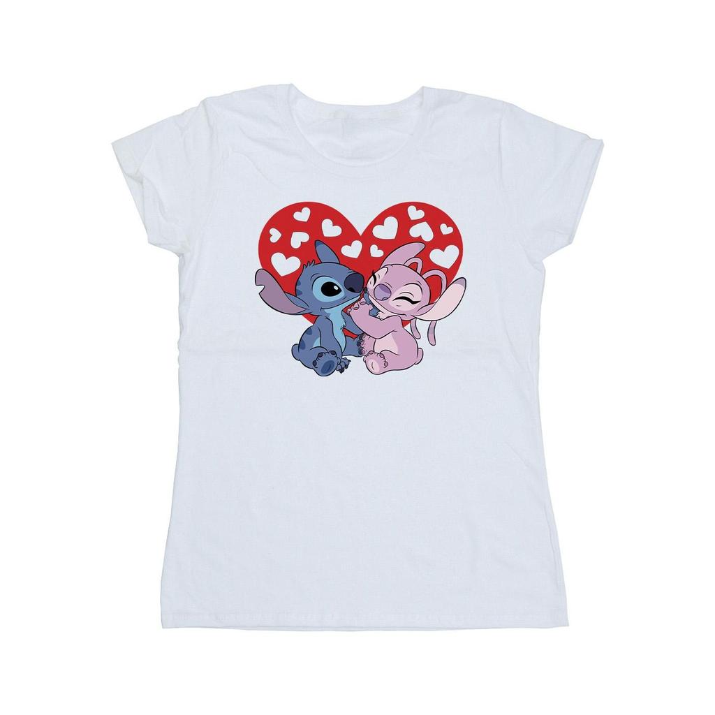 Disney Womens/Ladies Lilo & Stitch Hearts Cotton T-Shirt