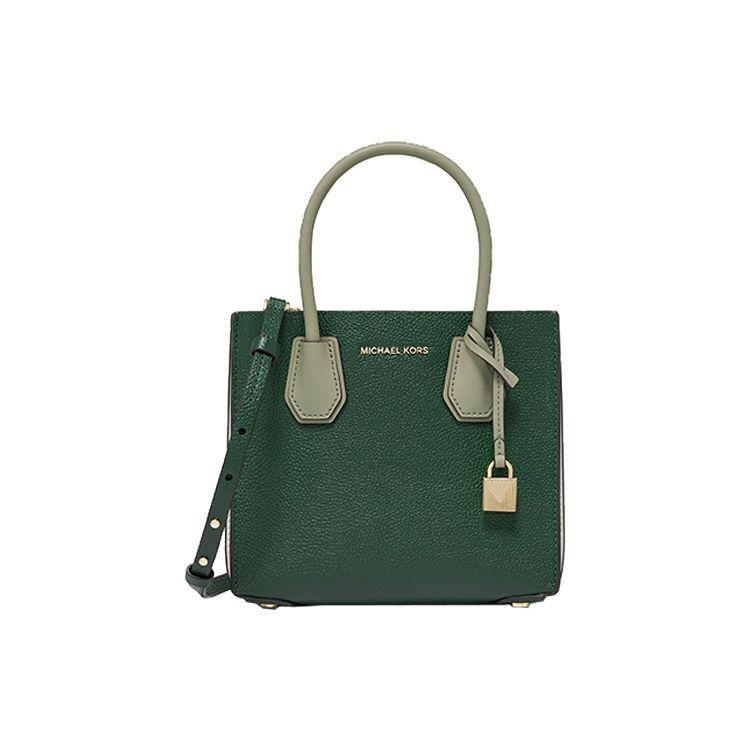 Michael Kors MK Mercer Lock Accordion Логотип-буквы Color Block Дорожная Сумка через плечо из искусственной кожи Средняя Женская сумка Зеленый 30H8GM9M8T-347