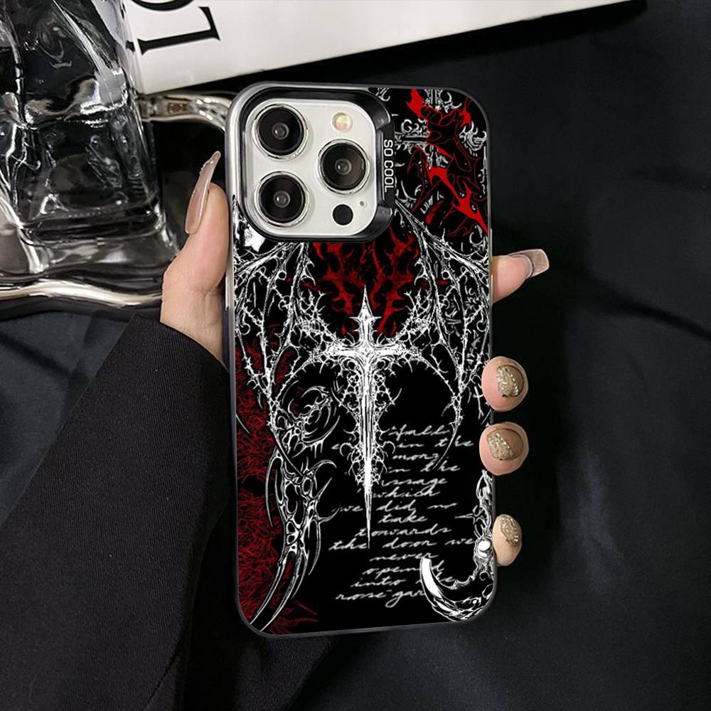 Готический Кибер Сигил Крест Чехол для Телефона Для iPhone 17 Air 16 15 14 11 12 13 Pro Max Plus X XR XS Цветной Серебряный Жесткий Чехол
