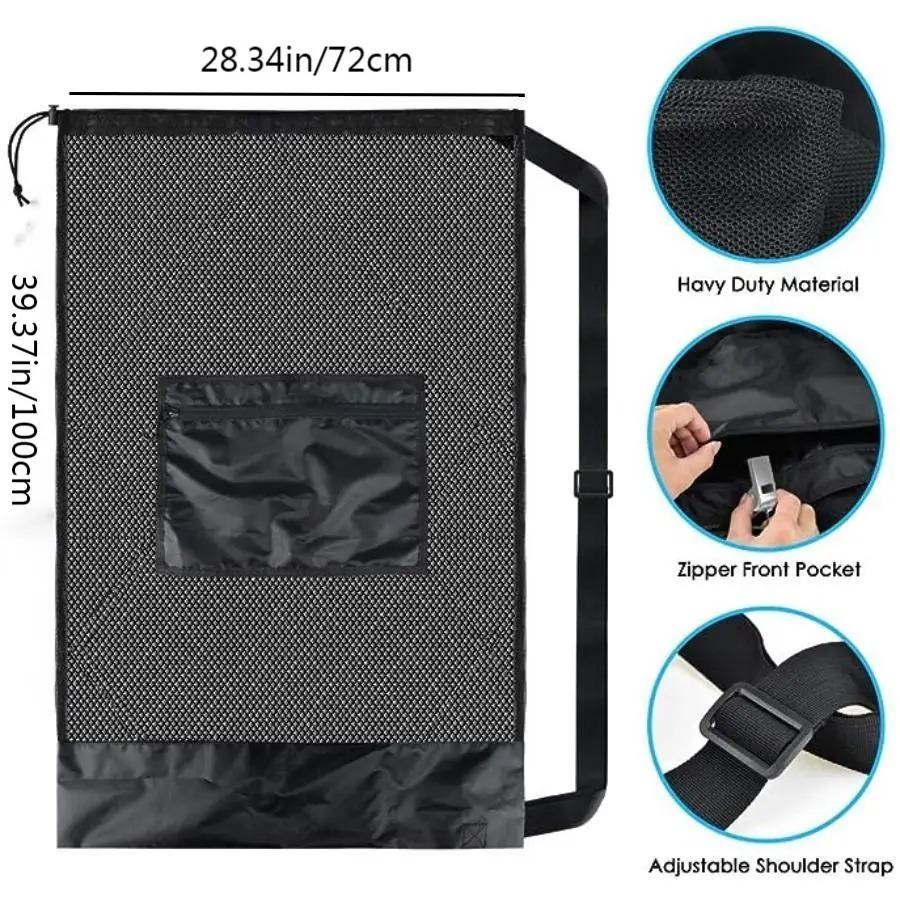 Large Mesh Bag for Storing Basketball Football Volleyball Adjustable Drawstring Shoulder Bag Ball Sports Training Equipment