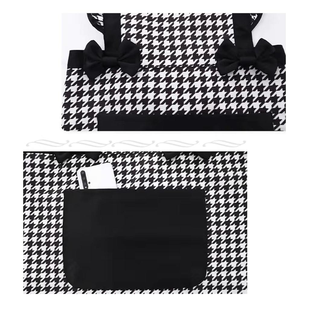 Фартук из холста, клетчатый чехол с изображением тысячи птиц, для кухни, готовки, на талию, для ресторана, рабочая одежда, для женщин