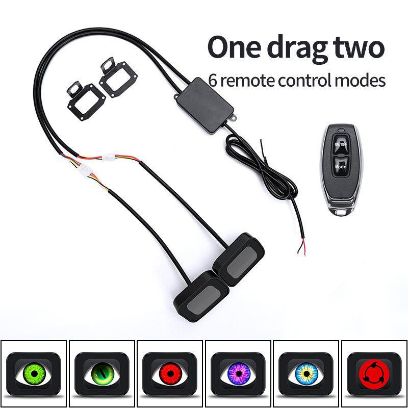Motorcycle Decorative Light 6 Modes 12-36V LED Dynamic Devil Eye Lights Rearview Mirror Demon Eye Motorbike Retrofit Kits.