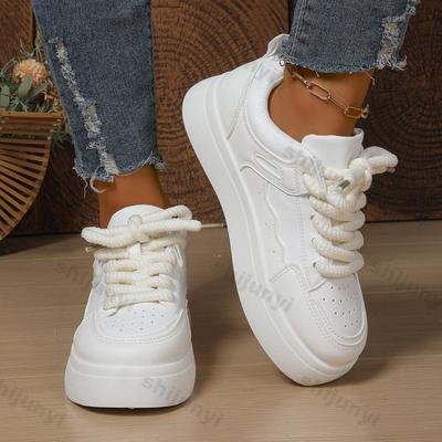 Модная женская обувь больших размеров Осень 2025 Новый тренд Комфортные кроссовки на платформе Увеличение роста Уличная обувь на шнуровке Нескользящая обувь для скейтборда