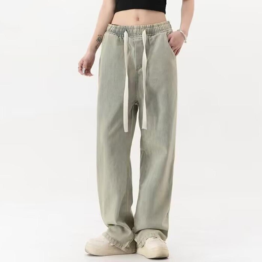 Женские потертые джинсы с высокой талией, модные универсальные прямые джинсы с эластичной талией