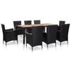 Day and Night - Day and Night 9-piece Garden Dining Set and Black Synthetic Rattan Cushions