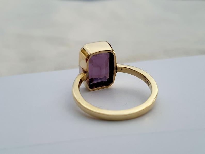 Кольцо из желтого золота с аметистом, кольцо из твердого серебра 925 пробы, подарок на годовщину, кольцо на продажу, подарок на день Святого Валентина