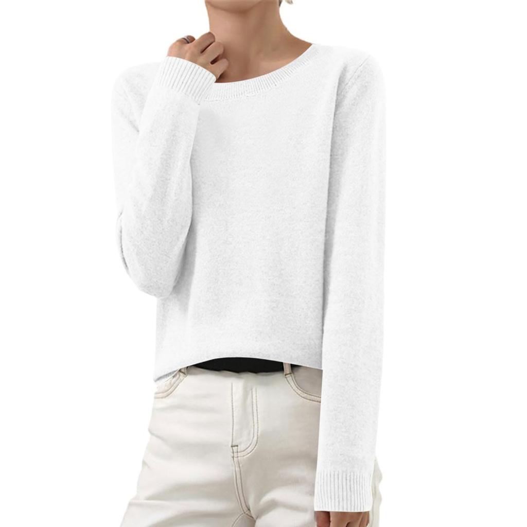 Women's Autumn And Winter Fashion Long-sleeved Basic Crew-neck Loose Pullover Sweater Top
