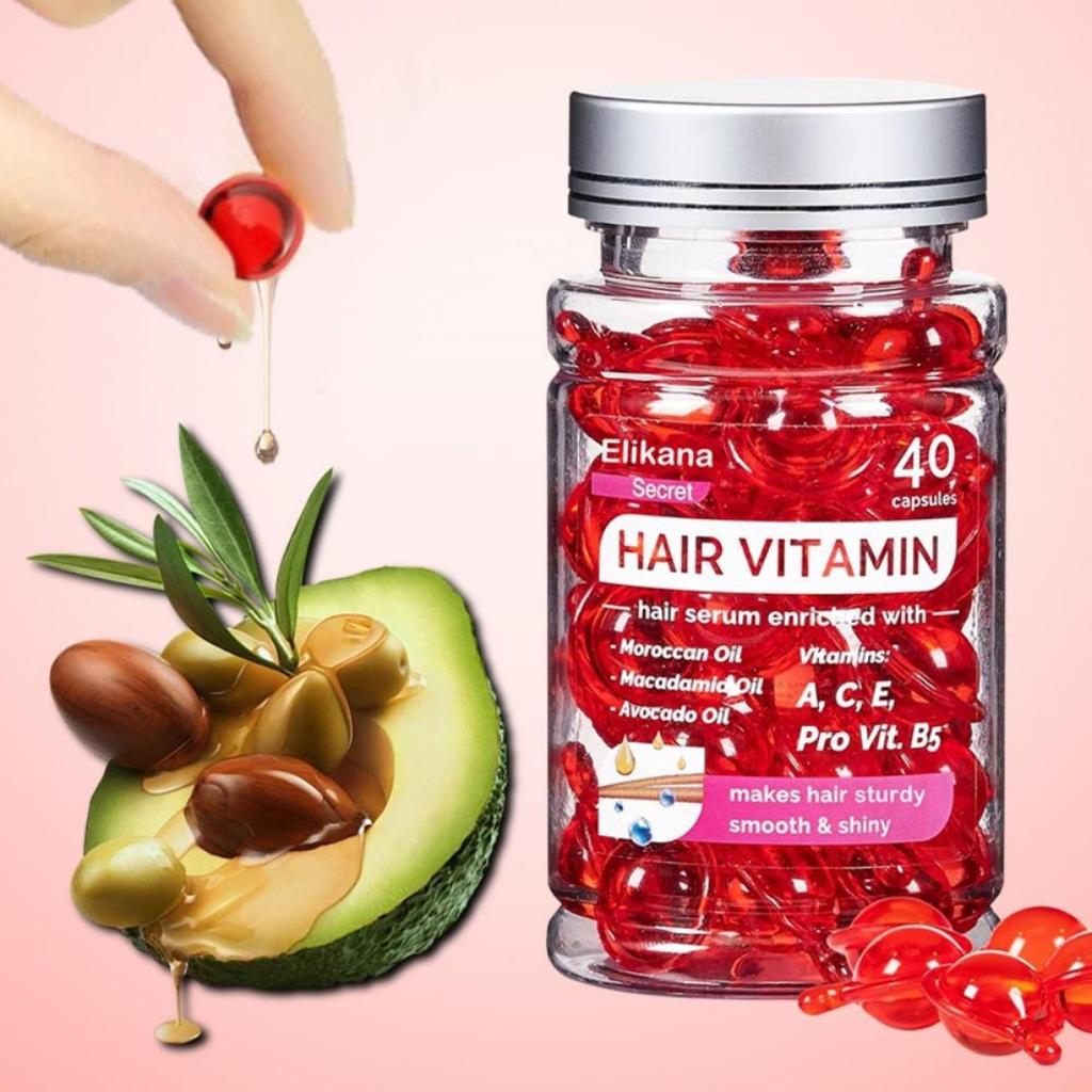 2 Bottles Hair Essential Oil Capsules. Leave-In Hair Conditioner, Hair Oil, Nourishing and Moisturizing Hair, Capsule Conditioner