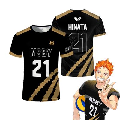 Летняя футболка Hinata Shoyo Black Jackal Volleyball Jersey Футболка Haikyuu MSBY Anime Jerseys Print Tee Street Sports Oversize Kids Tops