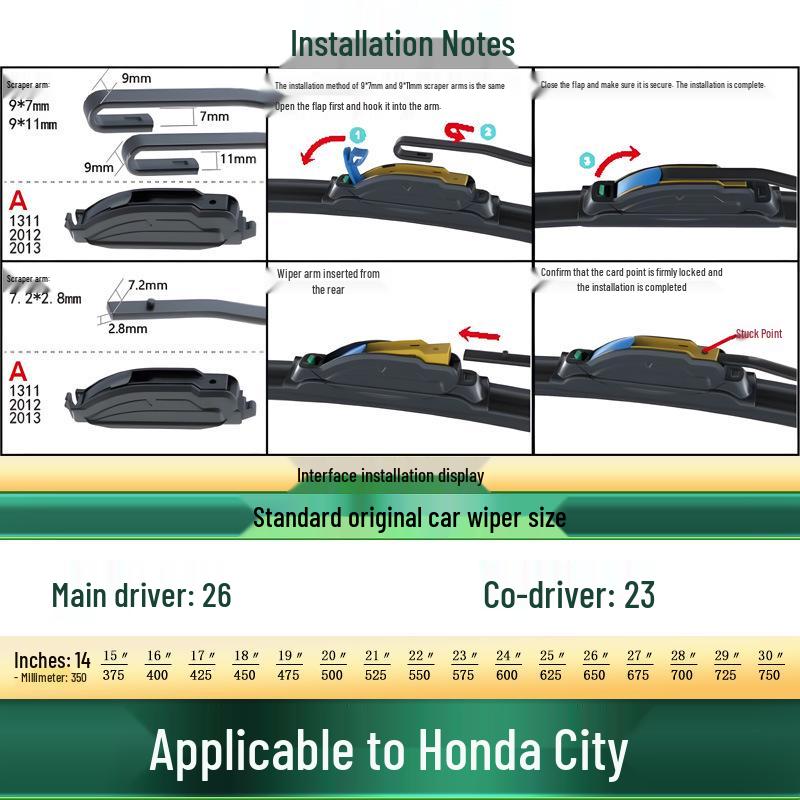 Бескаркасная тихая щетка стеклоочистителя для Honda City