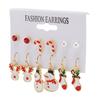 6 Pairs Christmas Earrings Romantic Cheerful Alloy Material Light Weight Decorative Holiday Earrings Jewellery