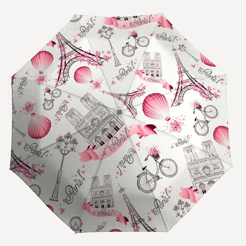 1PC Paris bicycles Umbrella-8-Rib Reinforced, Automatic Open, Lightweight & Durable, Cute Fashion Accessory for Outdoor, Beach, or Casual Use, Beach U