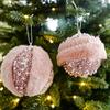 Sequined Pink Christmas Balls 8cm Xmas Tree Pendant Christmas Tree Hanging Ornament  Living Room