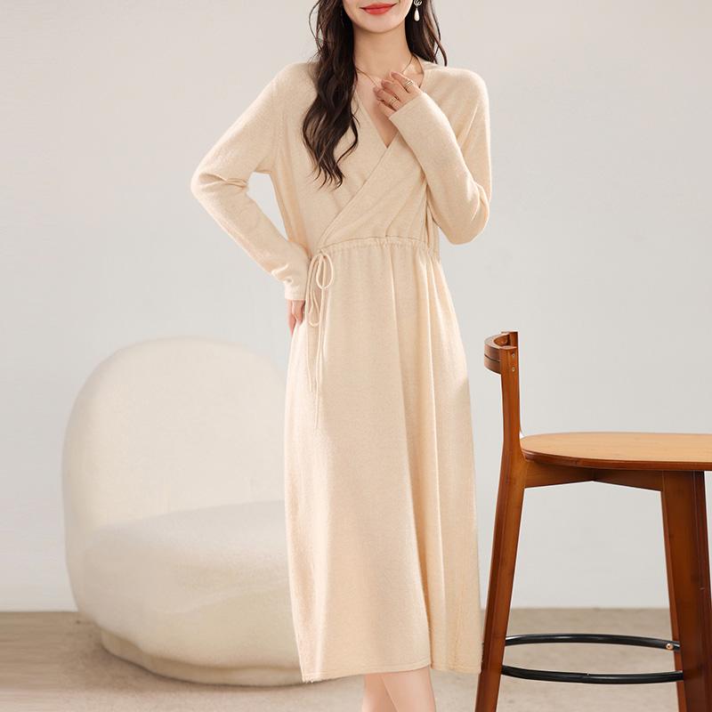 Women's Cashmere Dress Qinghe Cashmere 30% Cashmere 70% Wool Autumn and Winter Cashmere Skirt Soft and Warm
