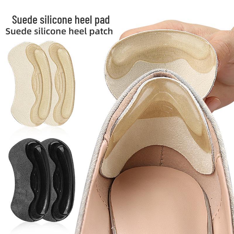 Silicone Suede Heel Stickers: Anti-Wear, Anti-Slip, Self-Adhesive Insole for Size Adjustment (Large to Small)