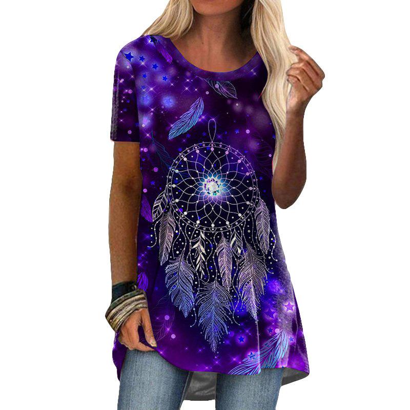 Летний топ с круглым вырезом, 3D этнический стиль, ретро принт, модные повседневные женские футболки с коротким рукавом