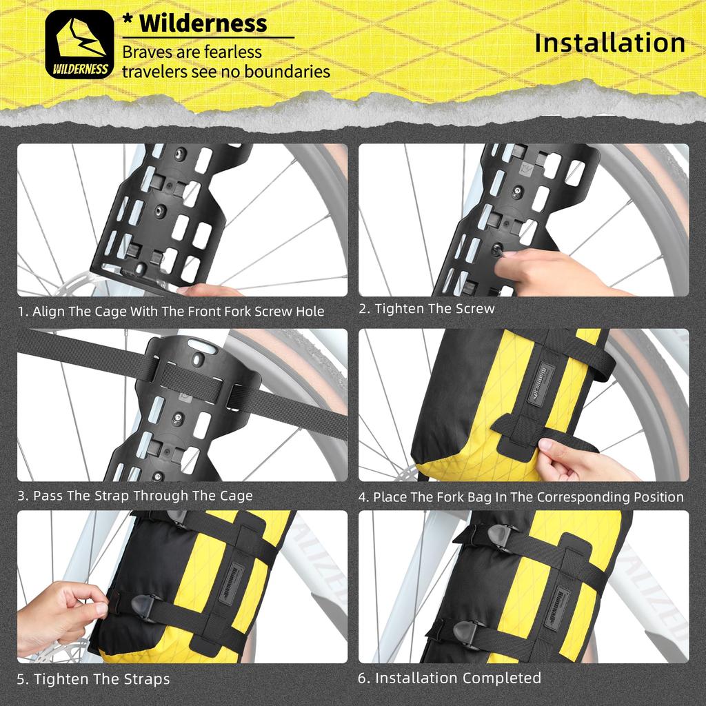 Rhinowalk Bicycle Front Fork Bag, Waterproof Bike Pannier Saddlebag, 6.5L for E-Scooter, Mountain Bike, Road Bike Accessories - Black (1 Piece)