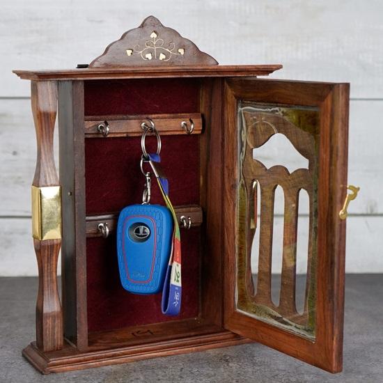 Настенный деревянный брелок для ключей с 6 крючками для дома, офиса, гостиной, декора прихожей