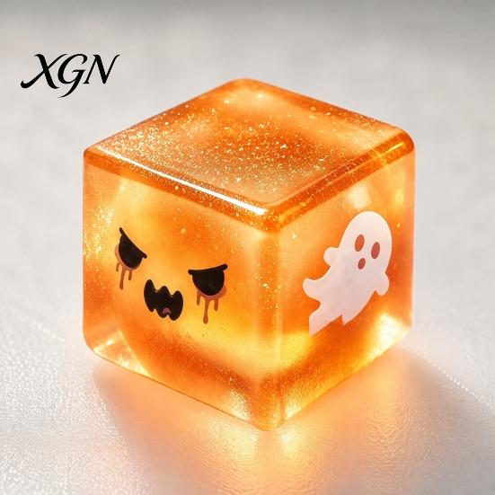 Ice Cube Toy Halloween Ghost Stress Sensory Toy, Anxiety Relief Squeeze Glitter Balls Slow Rising Pinch for Kids Adults