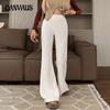 Women's Slimming Solid Color Corduroy High Waisted Casual Bell Bottoms