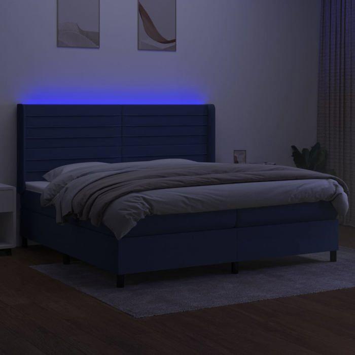 VidaXL Slat Bed Base with Mattress and LEDs, Upholstered Bed with Headboard, Double Bed, Adult Bedroom Bed, 3138427