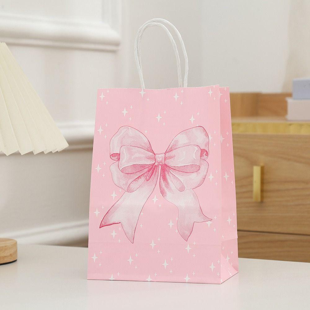 12Pcs Party Supplies Sweet Gift Packing Bag Paper Portable Present Wrap Bag Reusable Thickened Party Favor Bags Celebration