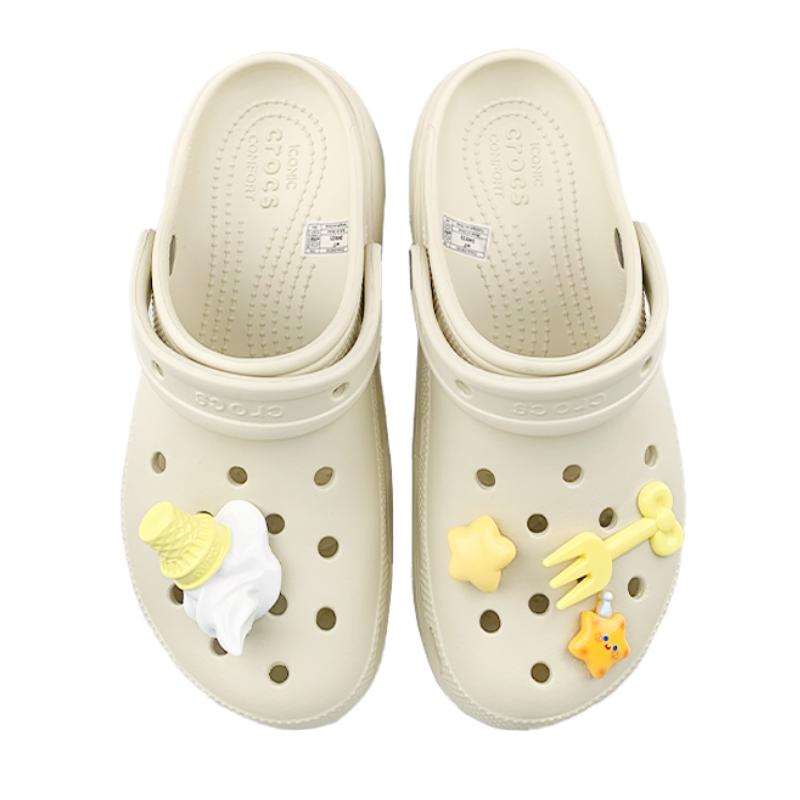 Crocs Классические сабо на платформе MM Dream Builder Melt Ice Cream Летние расписанные вручную забавные дырявые туфли женские белые