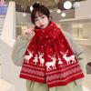 Deer Christmas Scarf Red Winter Cashmere Scarves Cute Wool Knitted Scarf  Girl