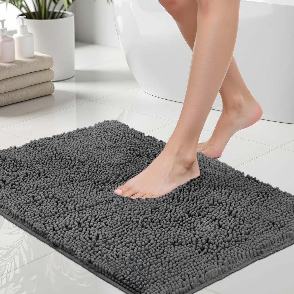 Bath Rug Mat Thick Quick Dry Soft Absorbent Chenille Mats Rubber Backing Washable Shower Floor Rugs for Bathroom Accessories