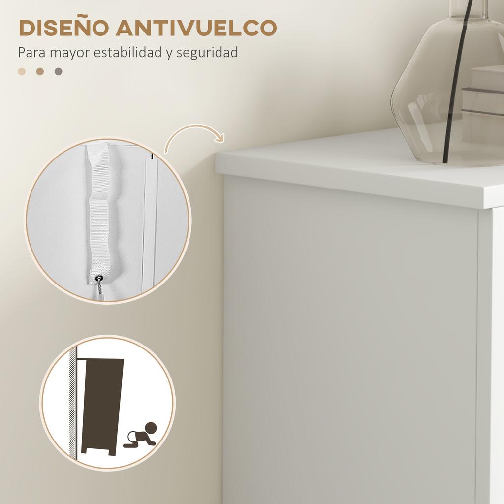 Narrow Shoe Cabinet with 2 Doors Adjustable Shelves and Open Compartment for 10 Pairs of Shoes 58x24x105 cm White