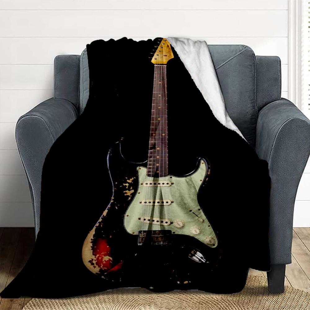 Electric Guitar Flannel Blanket Throw Blanket Soft Warm Sofa Bed Camping Car home Decor Unique Christmas Gift C9301808