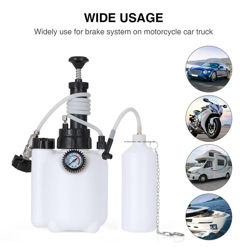 QUNNIE Комплект для прокачки тормозной жидкости объемом 3 л, ручной инструмент для замены масла для прокачки главного цилиндра большинства европейских автомобилей