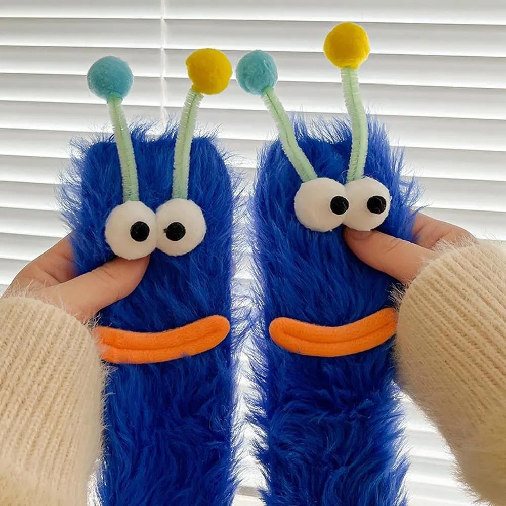 Cute and quirky plush thick winter socks for women, perfect for home wear and sleep, available in couples' sets.
