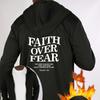 Quote Graphic Fleece-Lined Hooded Zip-Up Jacket, Windproof Durable Warm, Casual Versatile Coat