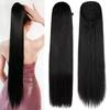 Synthetic Long Straight Ponytail Drawstring Pony Tail Clip In Hair Extensions For Women Heat Resistant Fake Hair