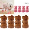4 шт. Зимние ботинки для маленьких собак с флисовой подкладкой и нескользящей подошвой | Теплые и устойчивые к скольжению, регулируемая застежка, легко надевать и снимать, подходят