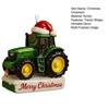 Christmas Ornament Tractor Wearing Xmas Hat Charm Festive Hanging Decoration Holiday Seasonal Home Accent