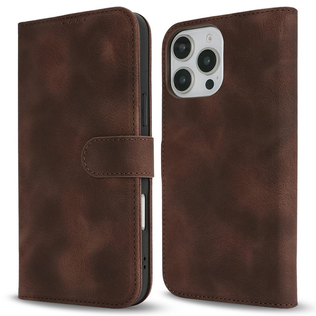 Чехол-кошелек для iPhone 16 Pro Max с двойным сложенным краем, из искусственной кожи с тактильной поверхностью, откидная крышка для телефона