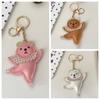 Patchwork PU Bear Pendant Animal Car Keyring Creative Ballet Bear Keychain  Girl/Boy